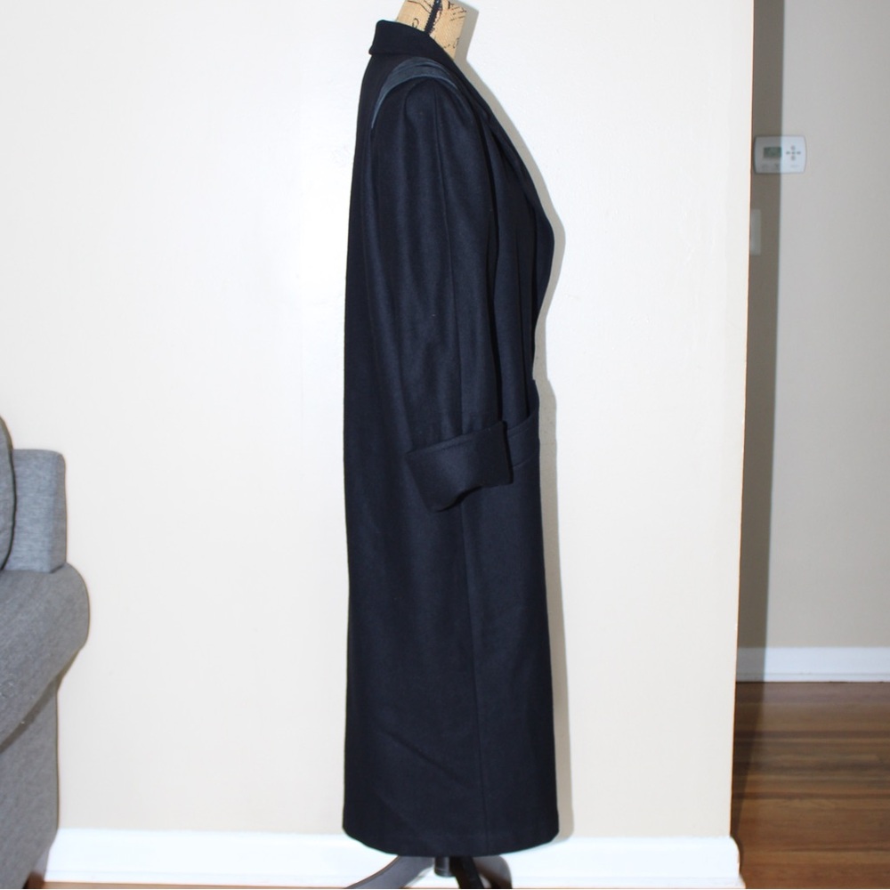 Vtg 80s 90s Jofeld Long Black Wool Blend Double Breasted Coat Overcoat Women’s L - Picture 7 of 16